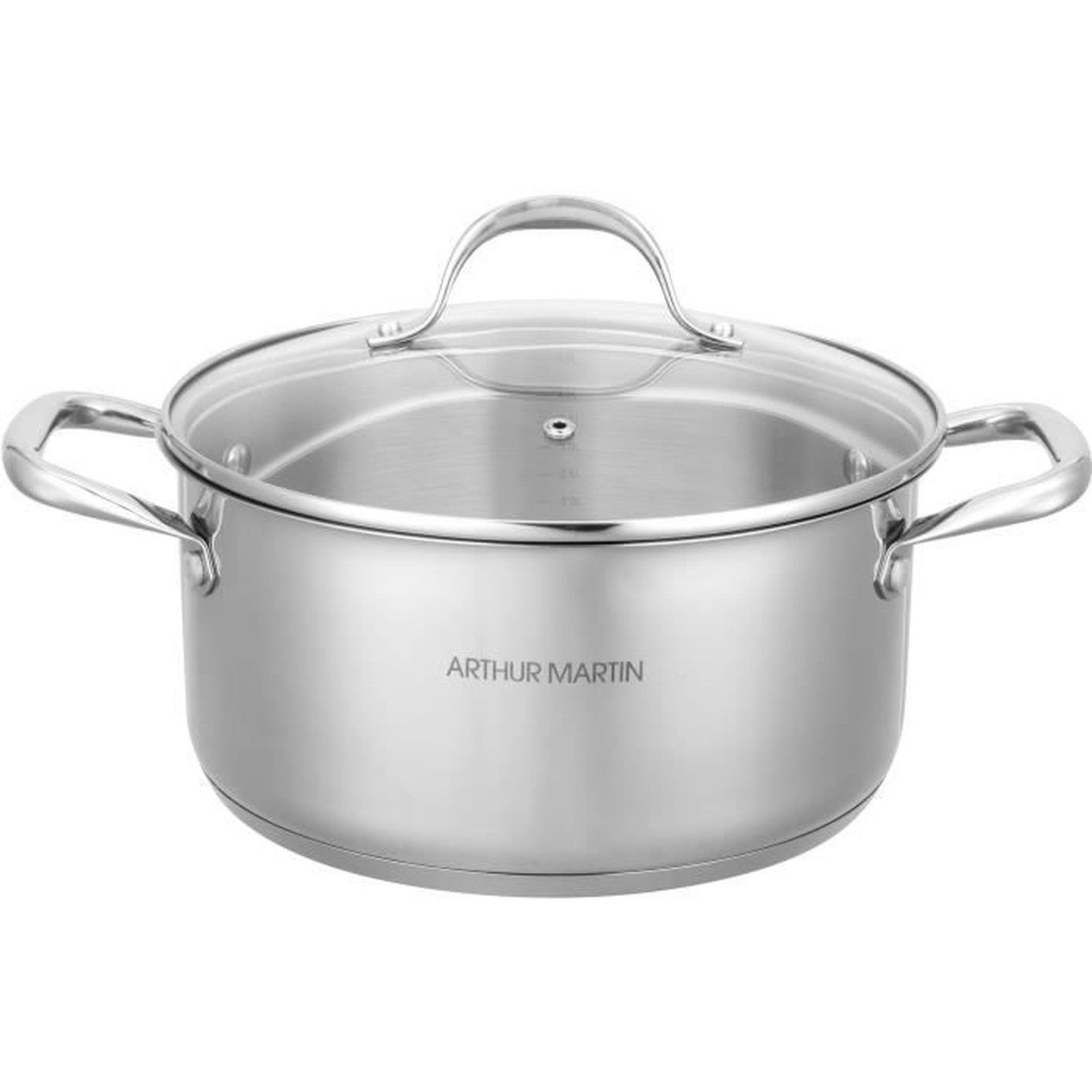 Marmite En Acier Inoxydable Triple épaisseur 20 Cm - Avec Couvercle En Verre - Pour Induction, Gaz, électrique - Lave-vaisselle Safe