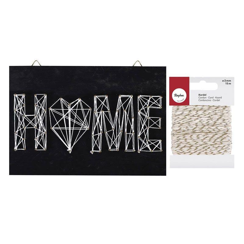 Tableau String art Home 30 x 22 cm + Ficelle dorée & blanche | Greenweez