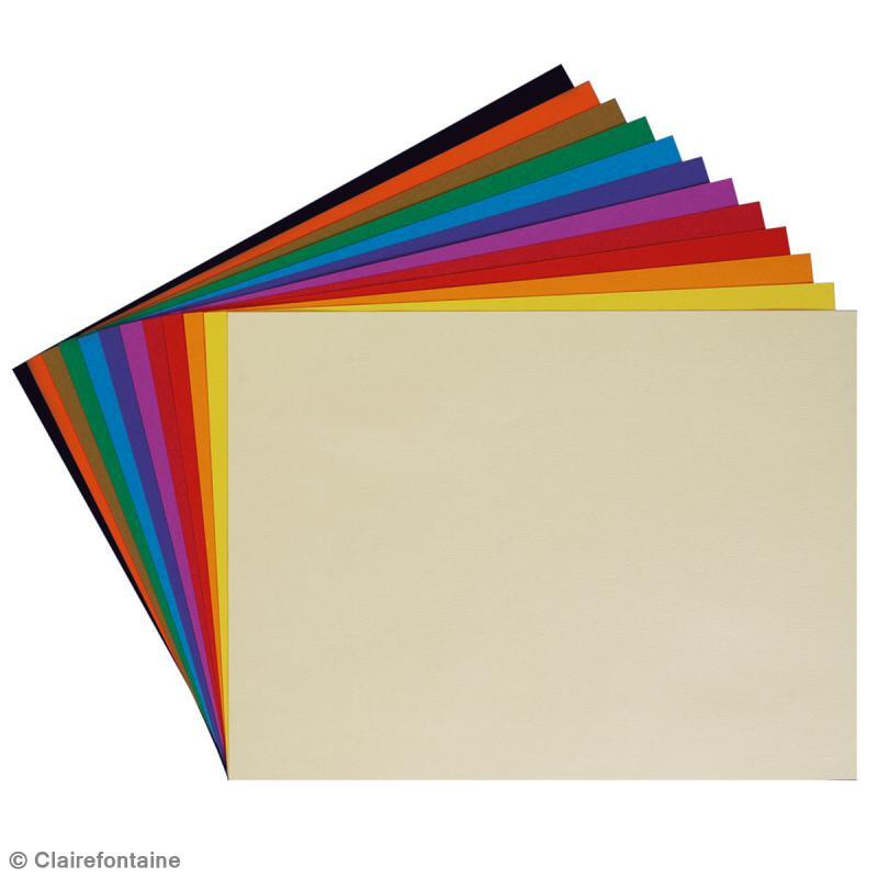Papier dessin à grain 24 x 32 cm 160 gr Couleurs vives 12