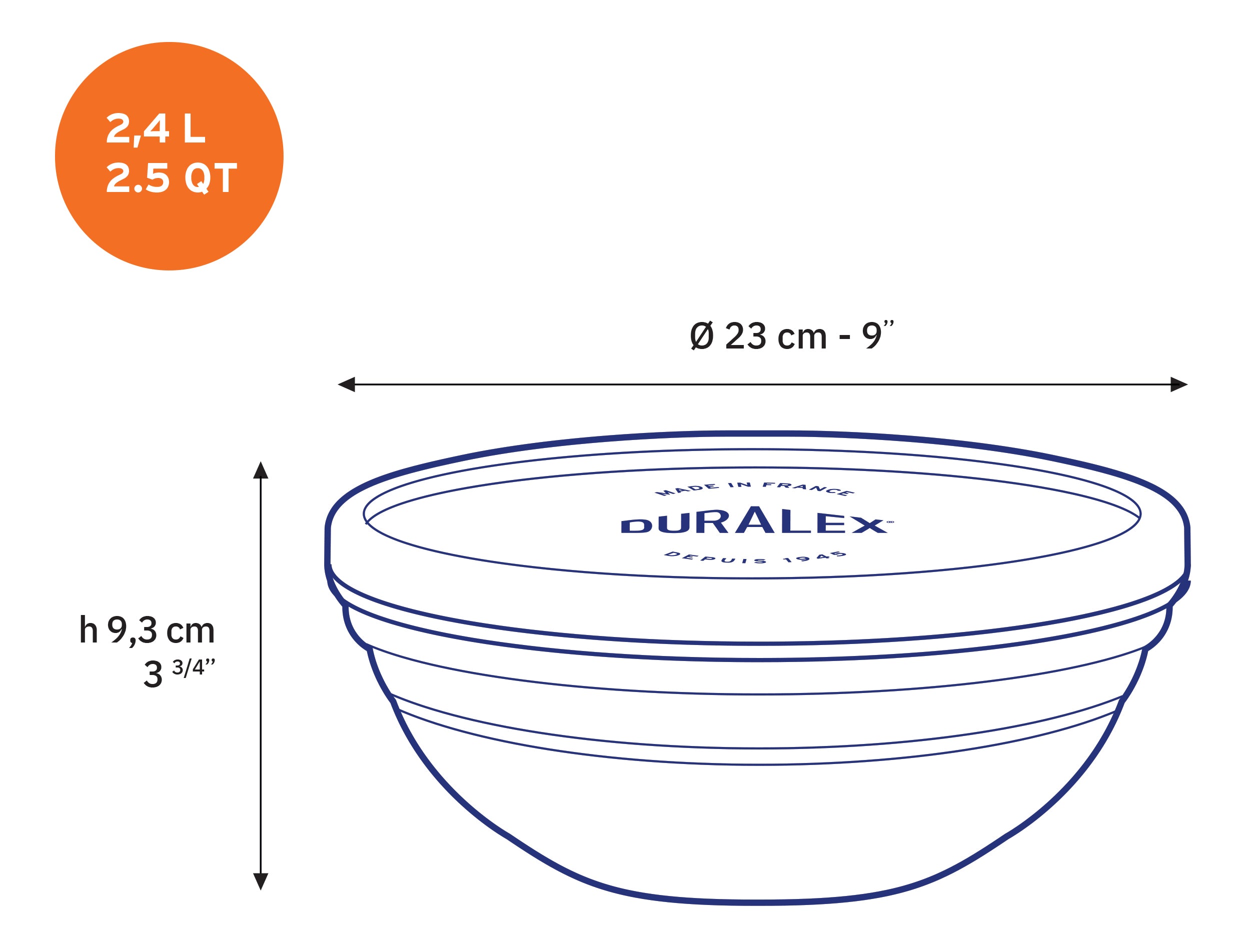 Plat Saladier Rond Duralex 23 Cm – Verre Transparent, Made In France
