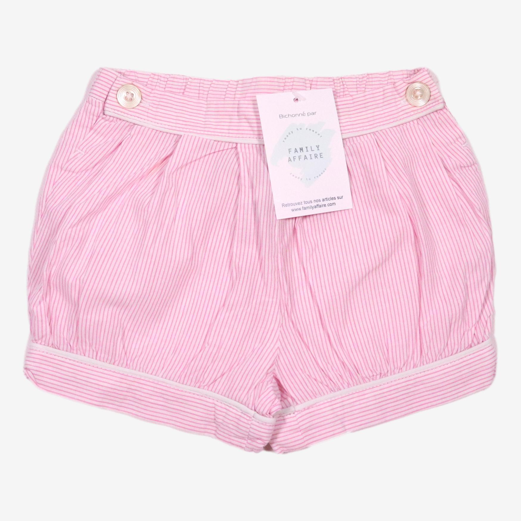 Ensemble Bébé Fille JACADI 12 Mois - Haut Et Short Bloomer Rayé Rose Coton - TBE