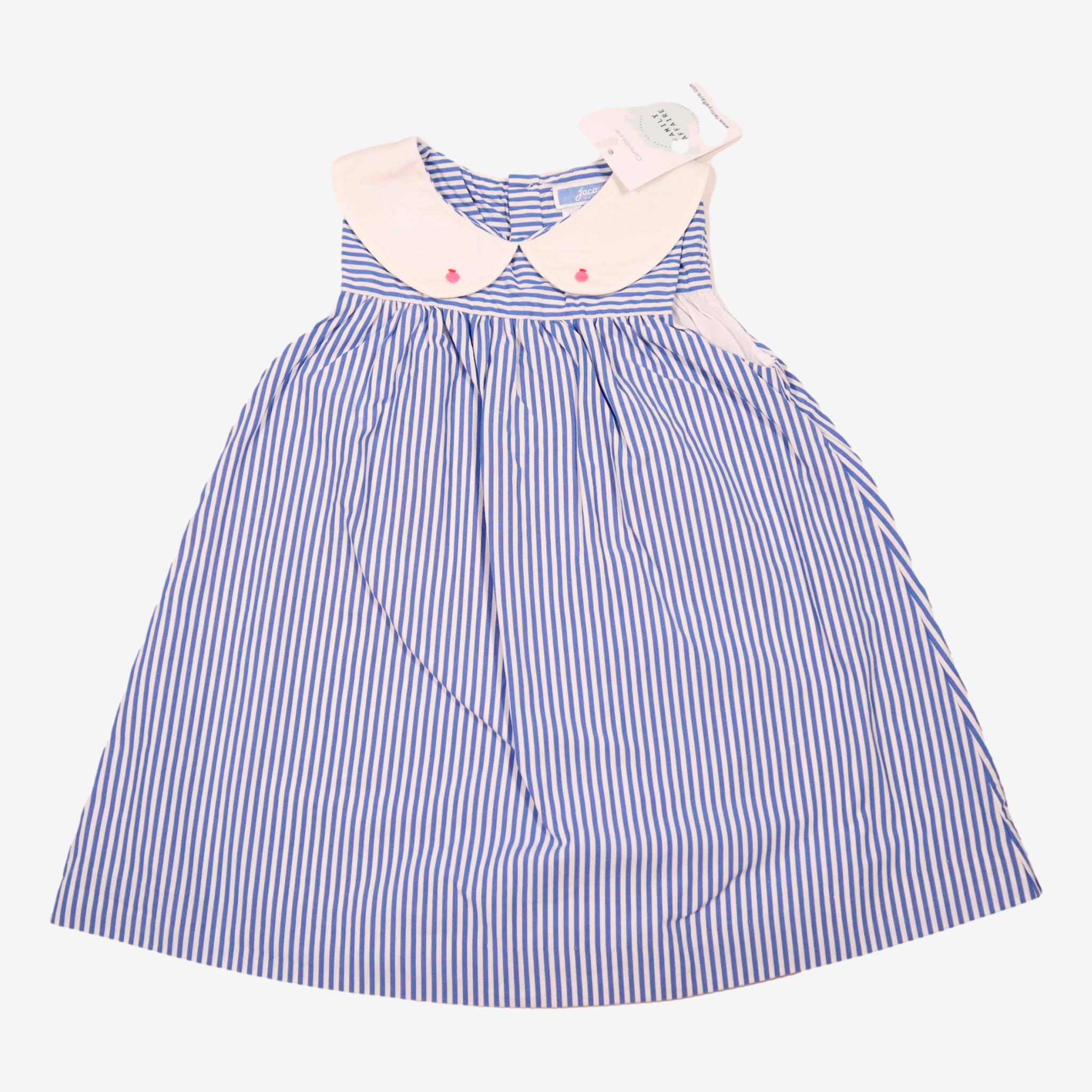 Robe Chasuble Sans Manches Jacadi - Taille 6 Mois (67 Cm) | Bleu Marine & Blanc | 100% Coton | Neuf Avec étiquettes
