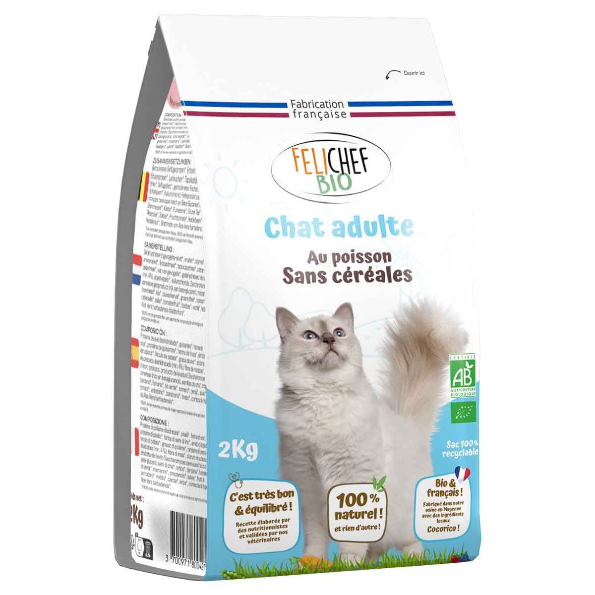 Felichef - Croquettes pour chat adulte Poisson 2kg