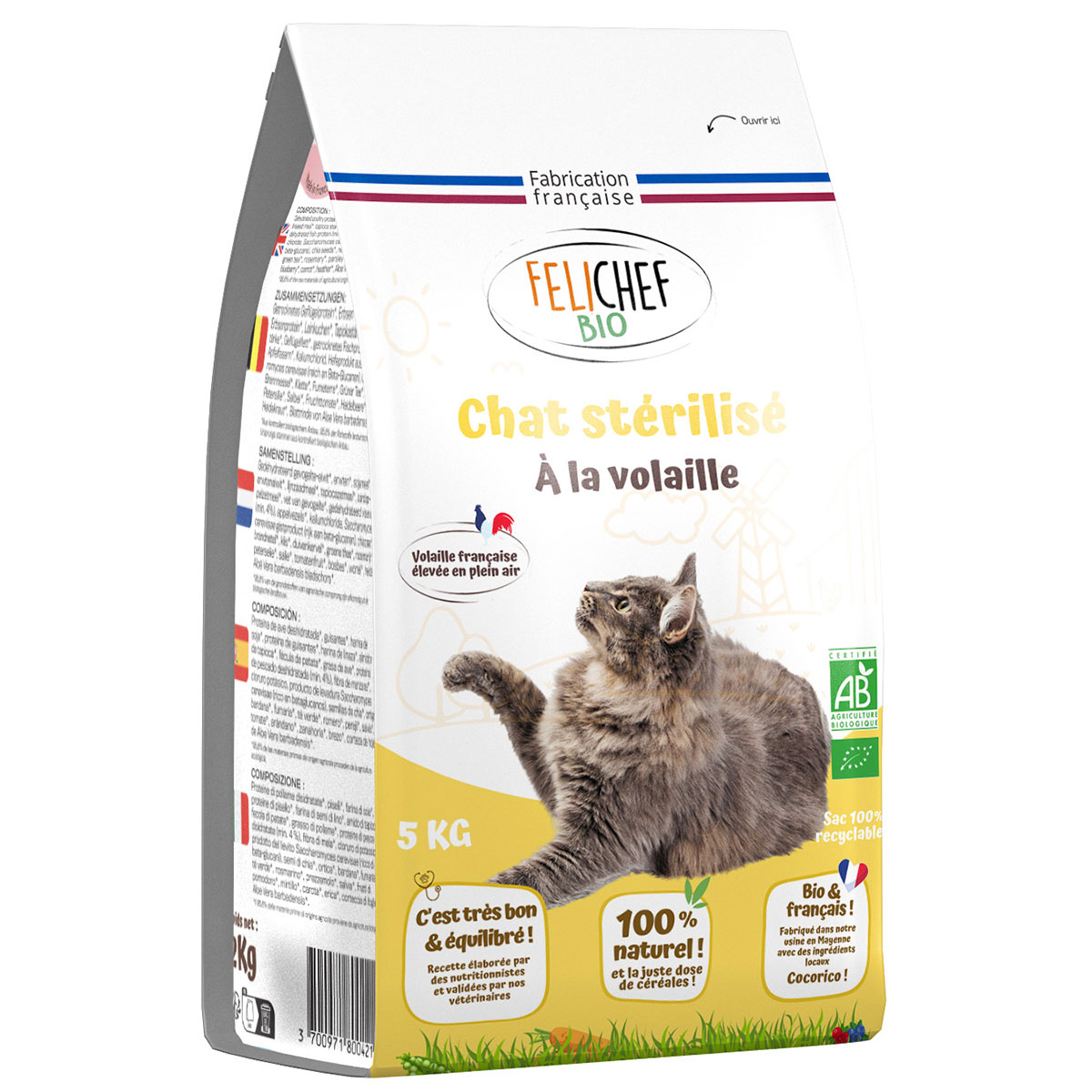 Felichef - Croquettes pour chat stérilisé Volaille 5kg
