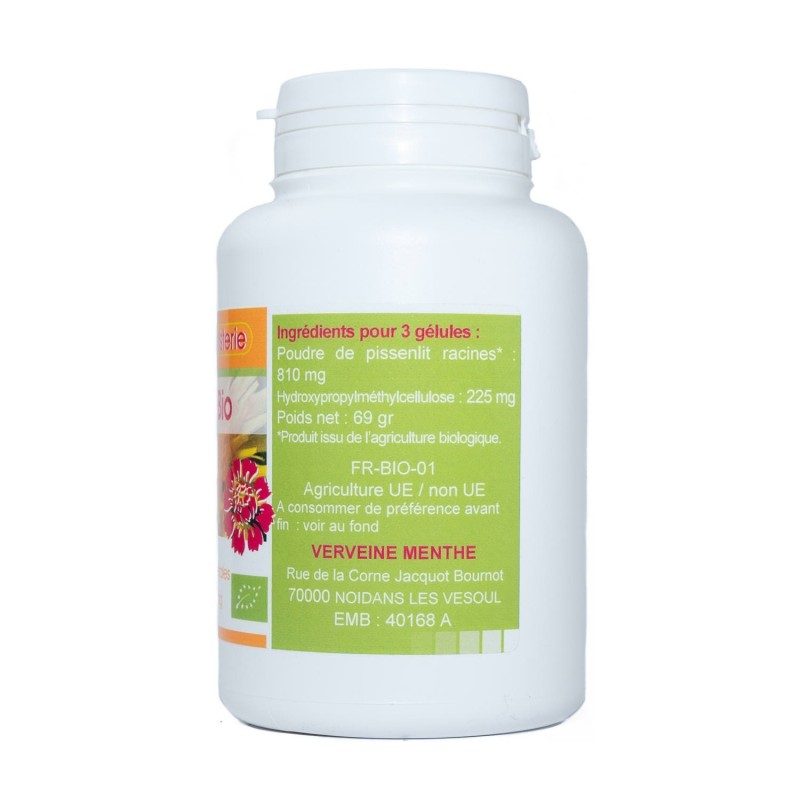 200 Gélules De Racine De Pissenlit BIO AB - Dosage 270 Mg - France Herboristerie
