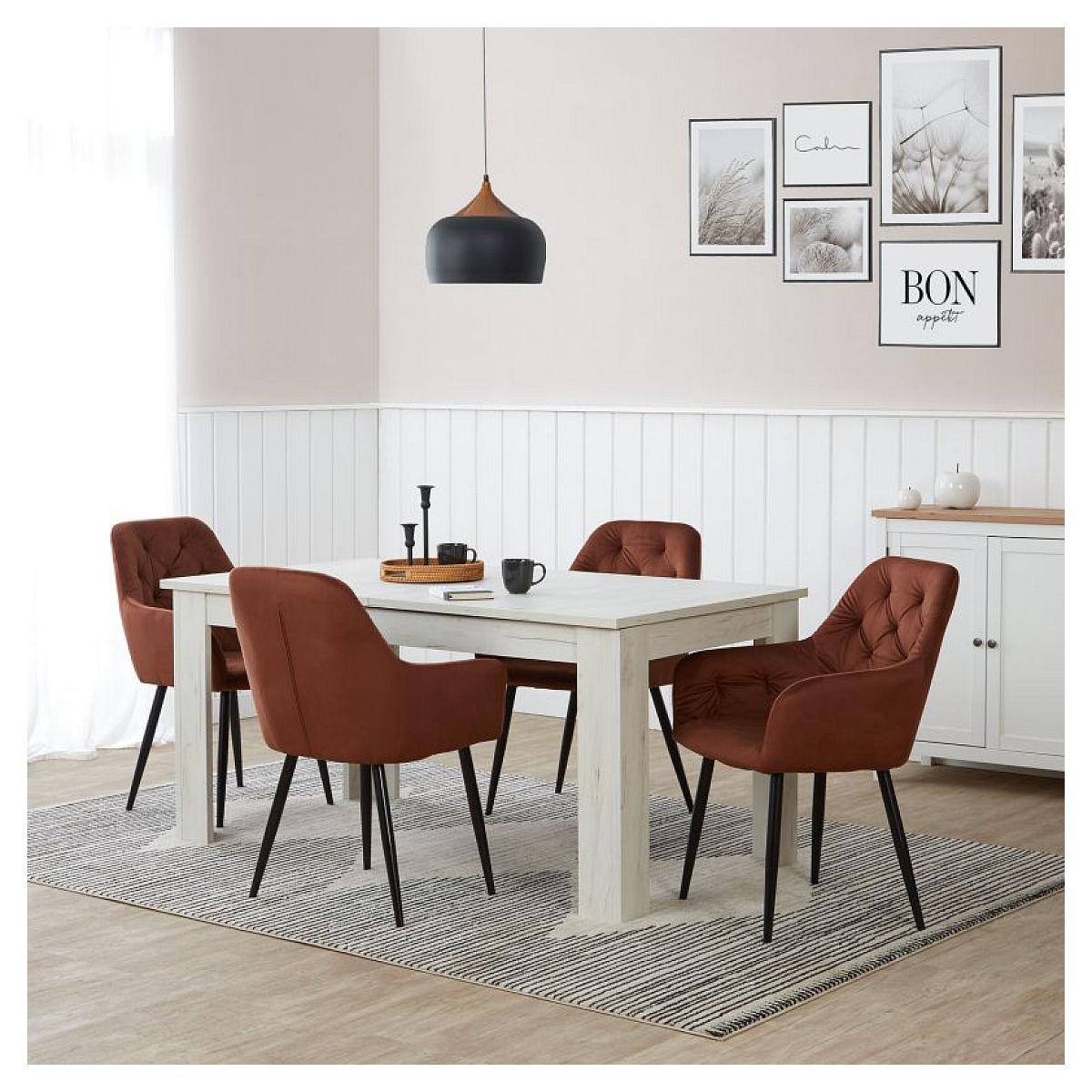 Homy CASA Lot de 4 Chaises Salle à Manger Marron Pieds