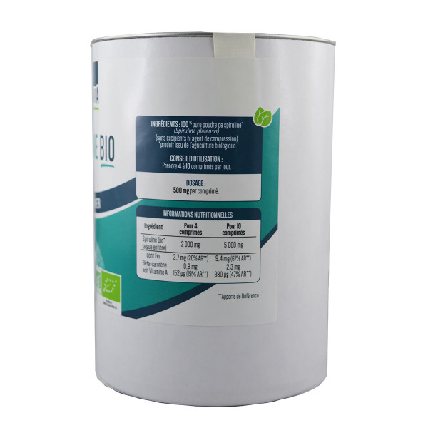 Spiruline Bio 500mg - 180 Comprimés - Produit Naturel Inde - Date Péremption 3 Mois