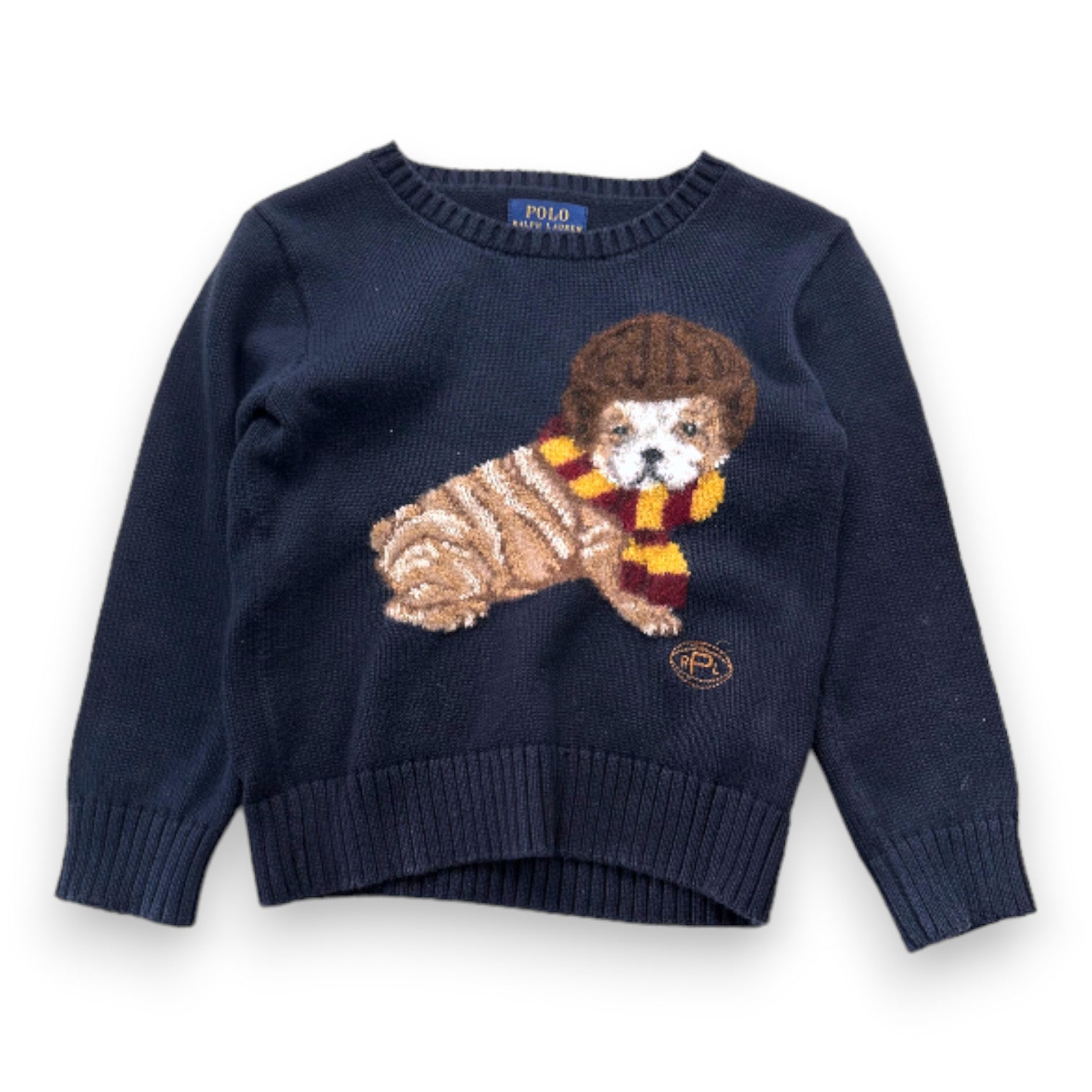 La Martina pull garçons bleu brun fonce logo F5 [6 ans