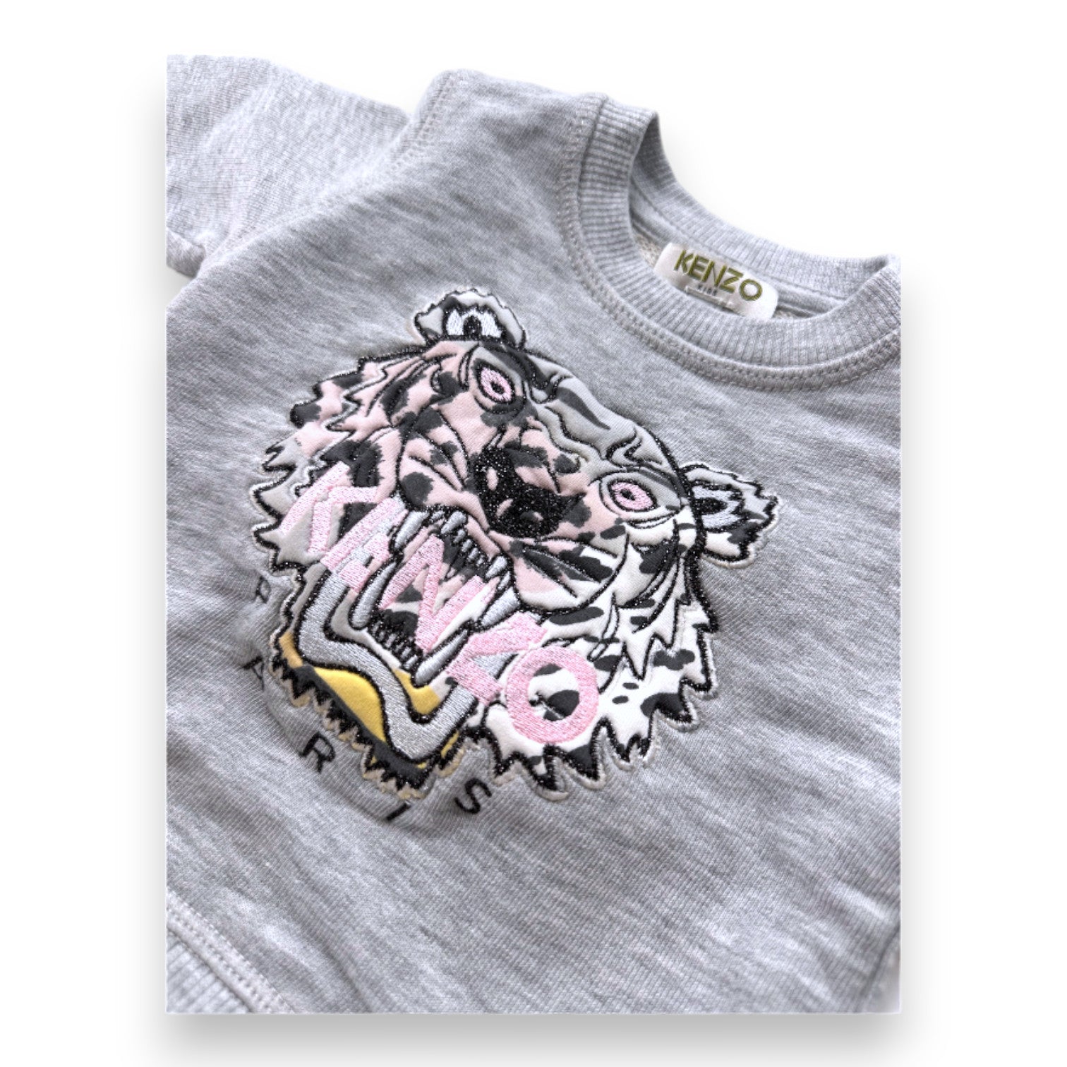 KENZO, Sweat gris avec tigre brodé, mois