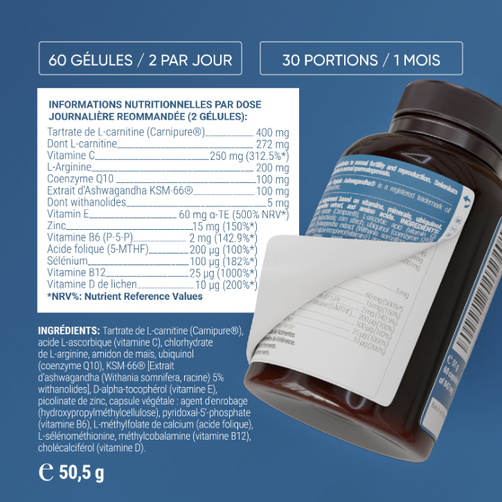 l carnitine fertilité Nullure Fertilité Homme | L-carnitine - 60 gélules
