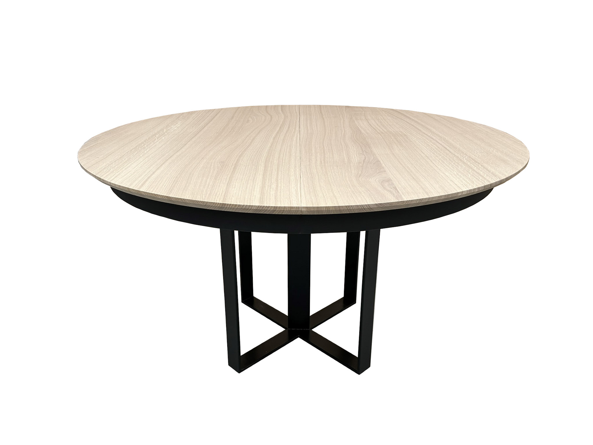 Table ronde bois massif et métal avec allonge | Greenweez