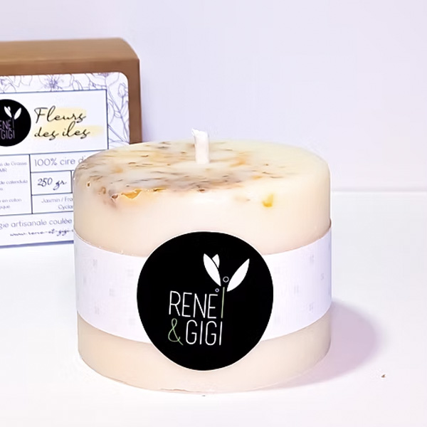 Bougie Parfumée Fleur De Vie - 100 Heures - Huiles Essentielles Menthe Et Citronnelle - Neuf