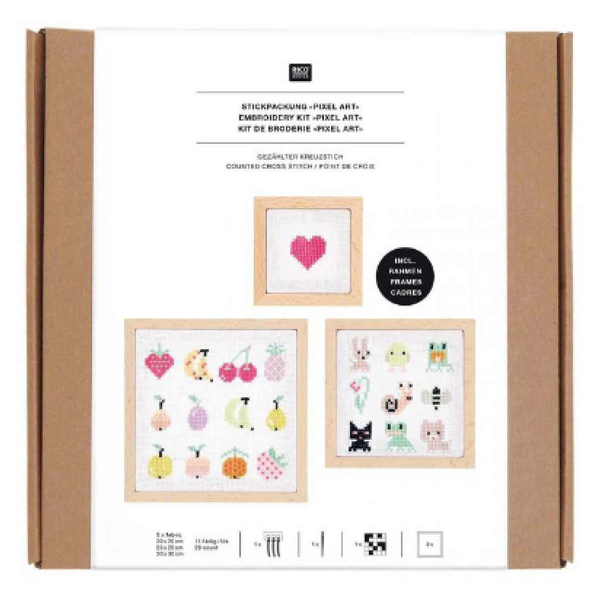 Kit de Broderie Point de Croix - Pixel Art - 3 Pcs | Greenweez