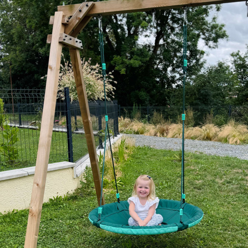 ELONEO balançoire nid 120 cm gris, balançoire ronde enfant et adulte