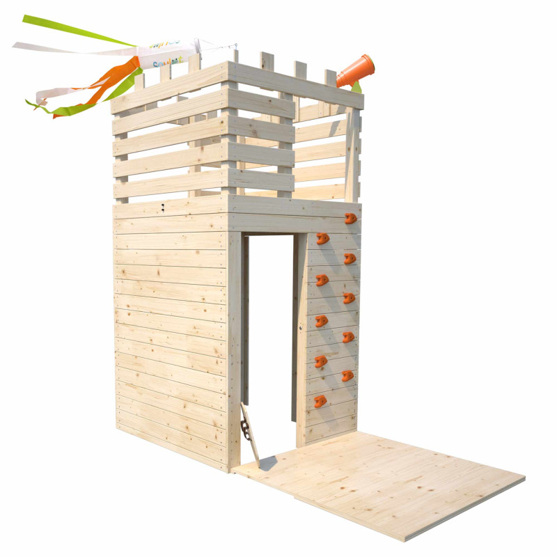 VidaXL Maisonnette De Jeu Avec Mur D’Escalade – Pin Imprégné, Aire De Jeux Jardin Avec Plateforme Et Bac à Sable