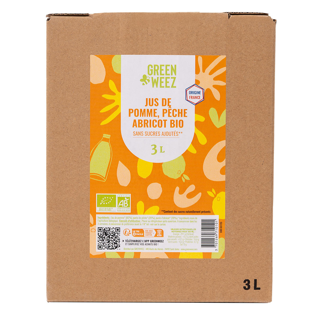 Jus de pomme pêche abricot bio 3L | Greenweez