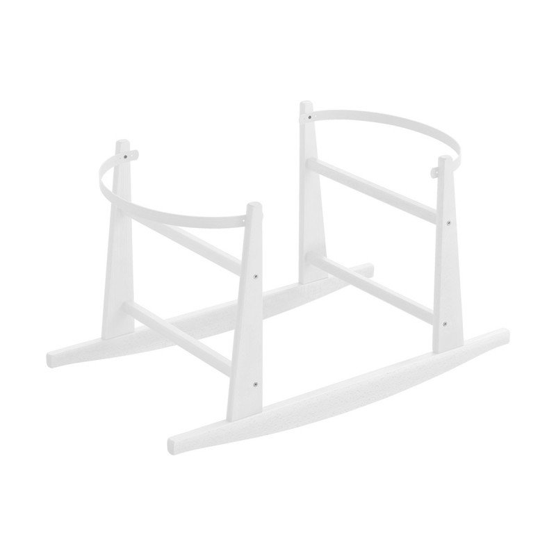 Engelhart Lit à Bascule Poupée Rose/blanc | Berceau En Bois 50x36x28 Cm | Literie Incluse | Cadeau Dès 3 Ans | Poupon Non Inclus