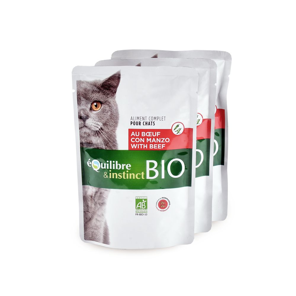 Equilibre & Instinct - Equilibre & Instinct - Emincés Bio au Boeuf pour Chat 100g