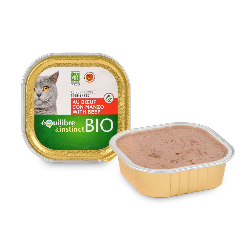Equilibre & Instinct - Equilibre & Instinct - Pâtées Bio au Boeuf pour Chat 100g