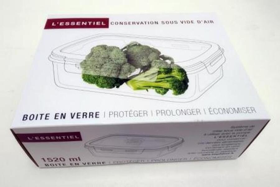 Rangement Cuisine Sous Vide Lot 4 Boîtes Conservation Sous Vide Verre Borosilicate - 370ml à 1520ml Avec Pompe Manuelle Récipients Alimentaires