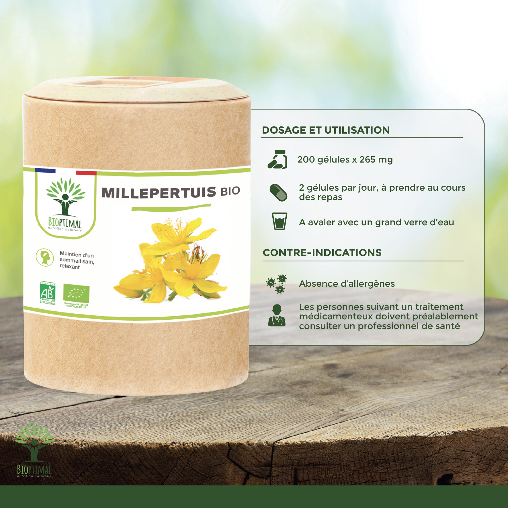 Complément Alimentaire Millepertuis Bio - 90 Gélules - Gestion Du Stress & Bien-être - Marque Amoseeds