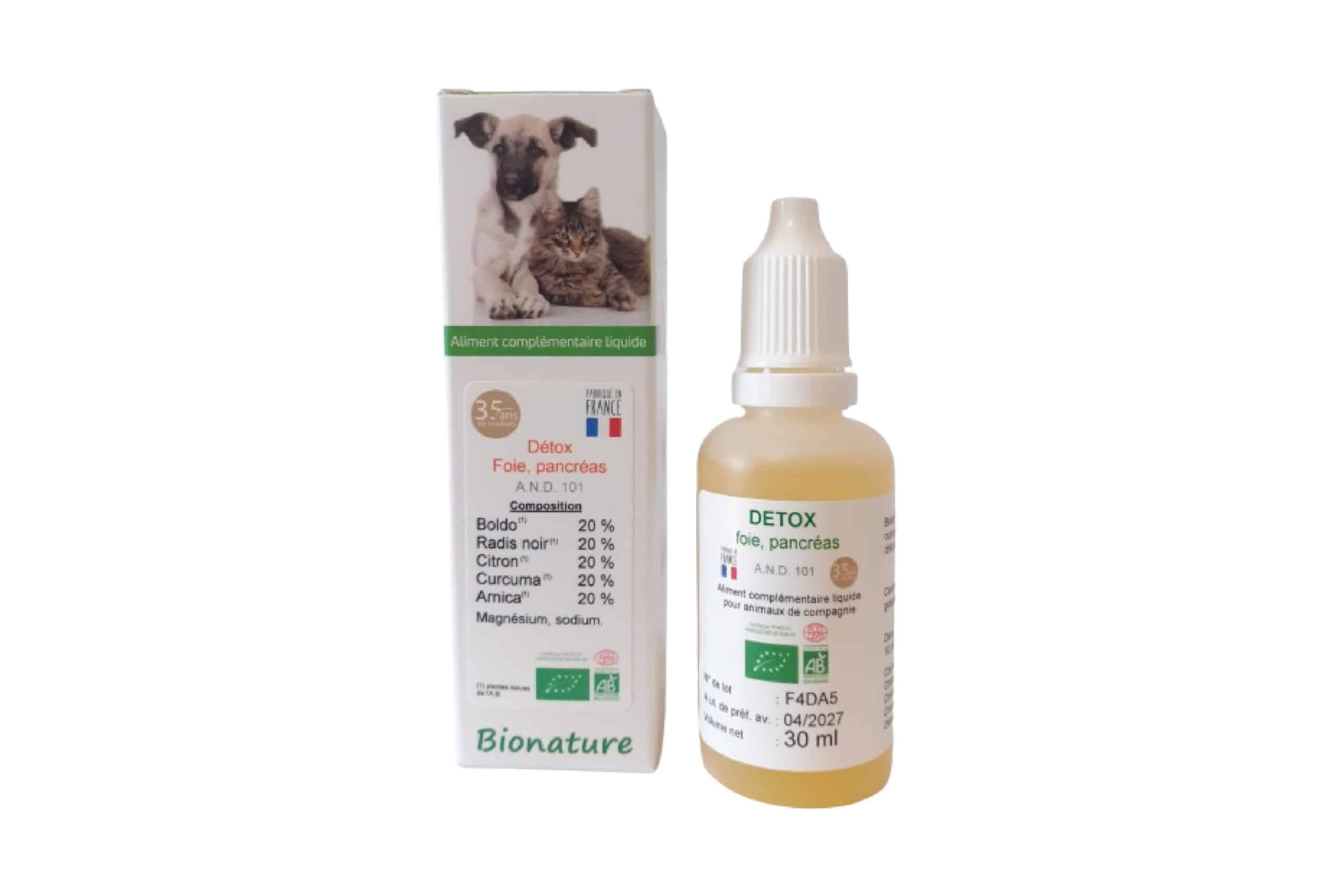 Bionature Santé Animale - A.N.D. 101 Détox Foie Pancréas bio flacon 30 ml