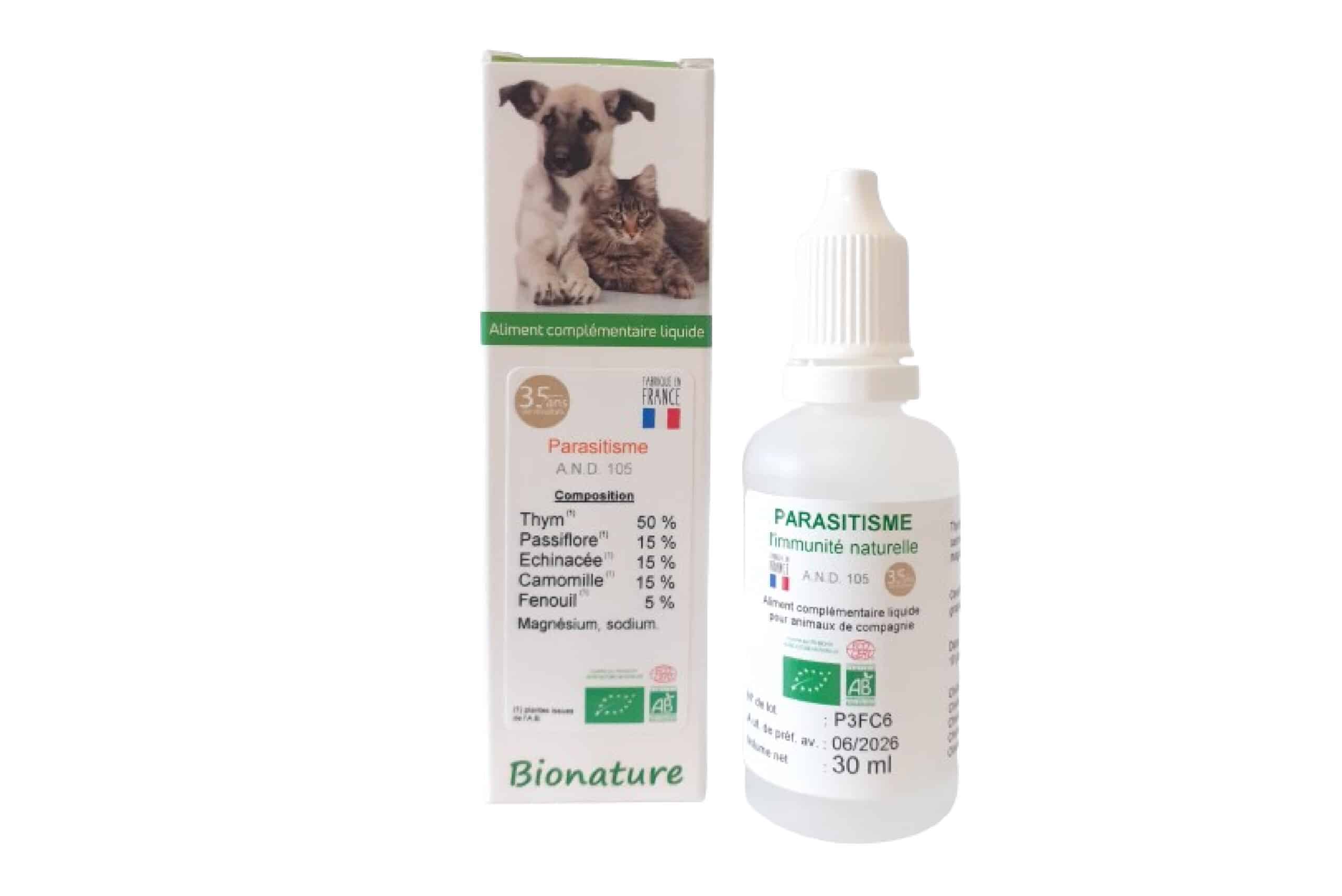 Bionature Santé Animale - A.N.D. 105 Parasitisme Bio flacon 30 ml