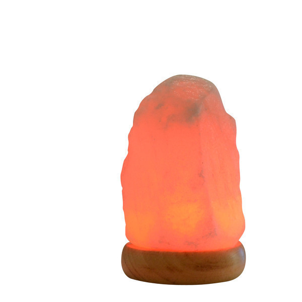 Lampe Cristal Sel Himalaya USB - 100% Naturelle - Base Bois - Lumière Ambrée Zen - 500g
