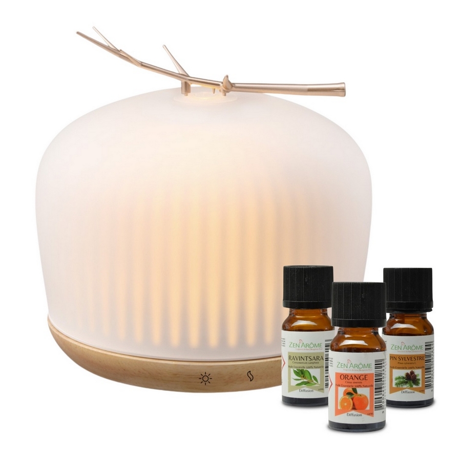 Diffuseur d'Arôme Origin en Verre et Bois FSC + 3 Huiles Noël